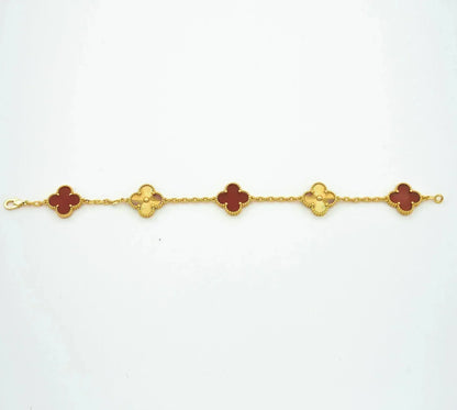 [：Polaidi Jewelry]CLOVER  5 MOTIFS CARNELIAN GOLD BRACELET