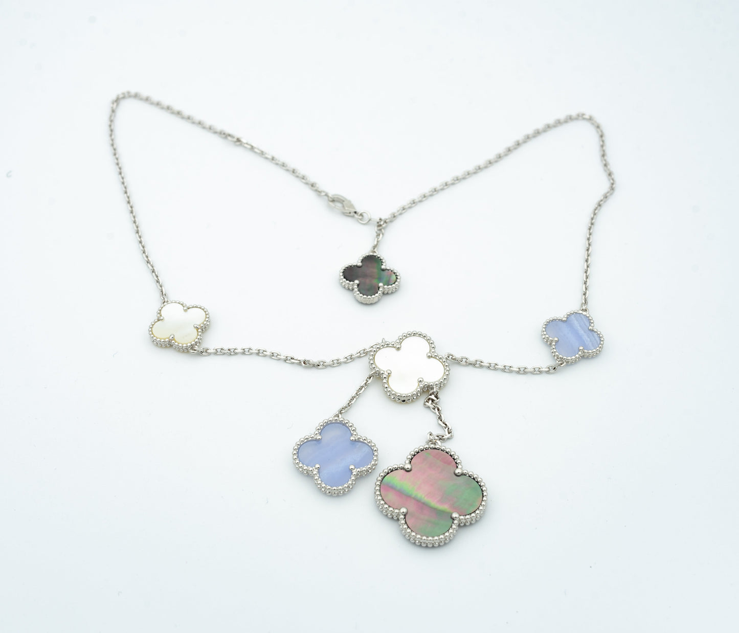 [：Polaidi Jewelry]CLOVER MOP CHALCEDONY NECKLACE SILVER 6 MOTIF