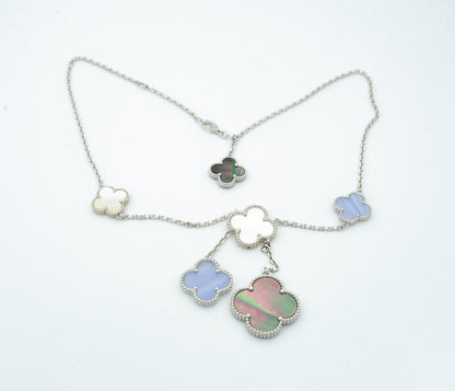 [：Polaidi Jewelry]CLOVER MOP CHALCEDONY NECKLACE SILVER 6 MOTIF