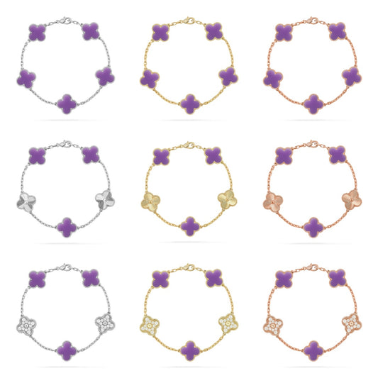 [Polaidi Jewelry]CLOVER 5 MOTIF LIGHT PURPLE BRACELET COLLECTION