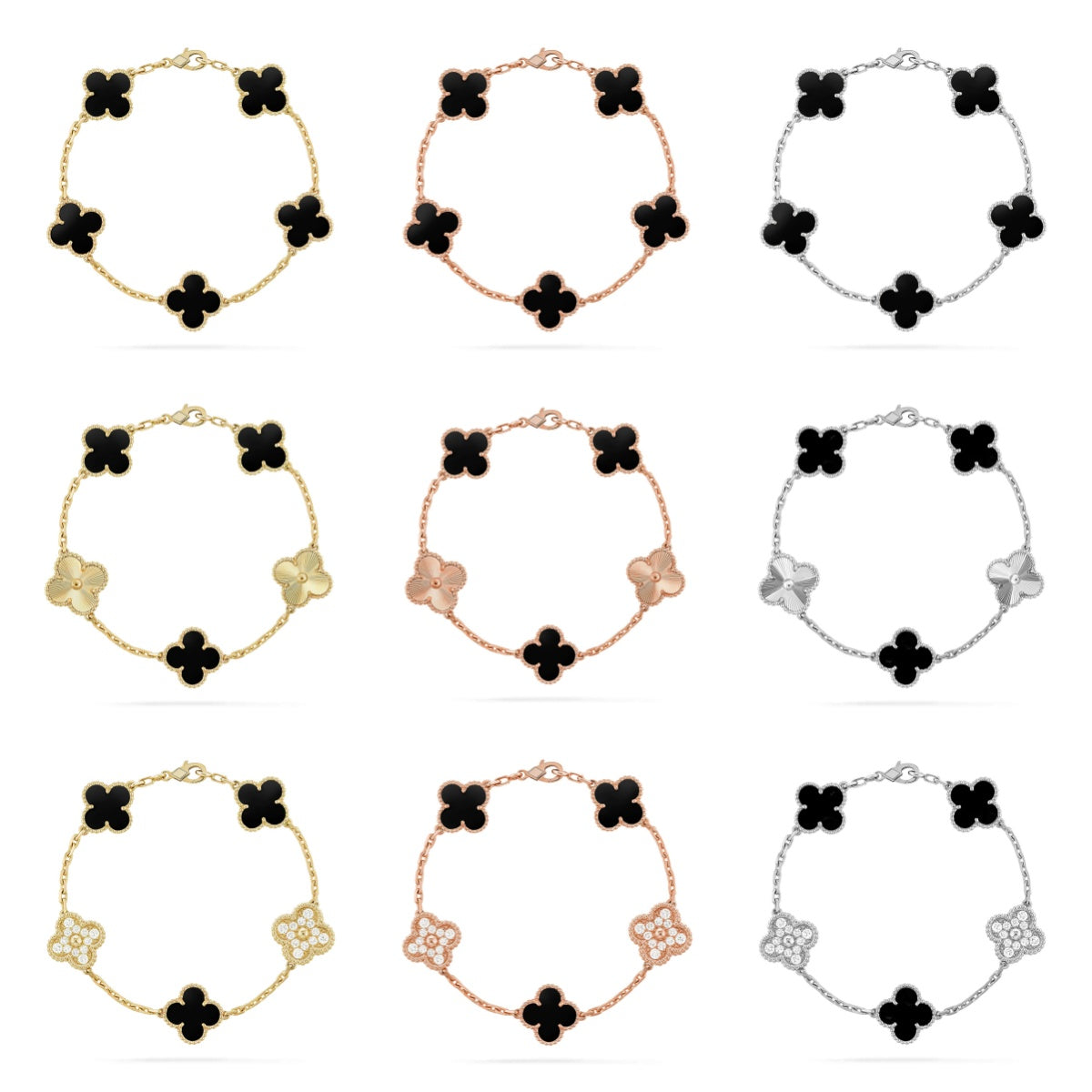 [Polaidi Jewelry] CLOVER 5 MOTIF ONYXS BRACELET COLLECTION