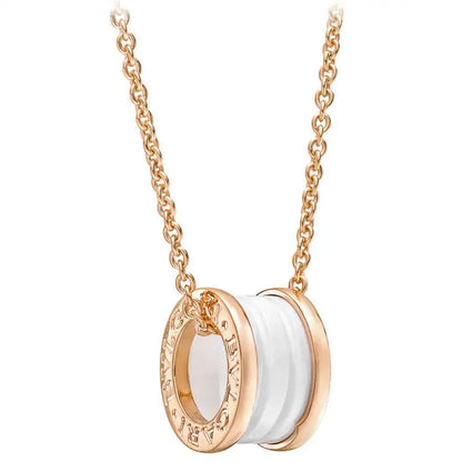 [Polaidi Jewelry]ZERO 1 WHITE CERAMIC PINK GOLD DIAMOND NECKLACE