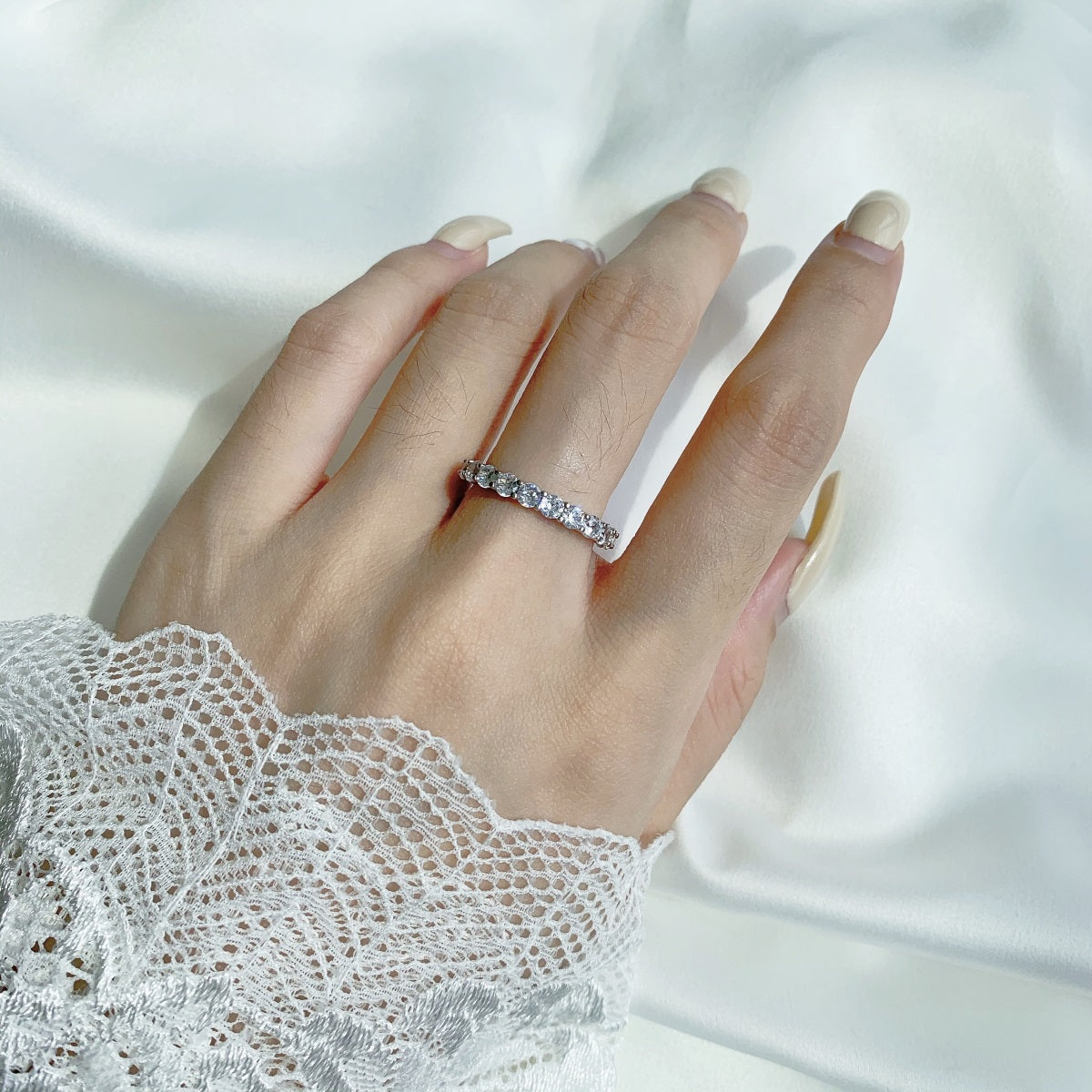 [Polaidi Jewelry]Sparkling Round Cut Tennis Ring