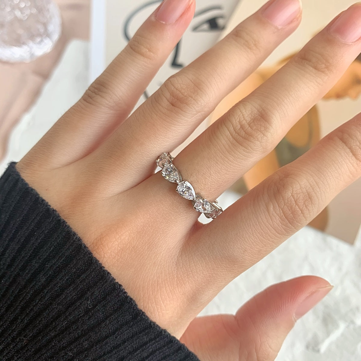[Polaidi Jewelry]Exquisite Pear Cut Tennis Ring