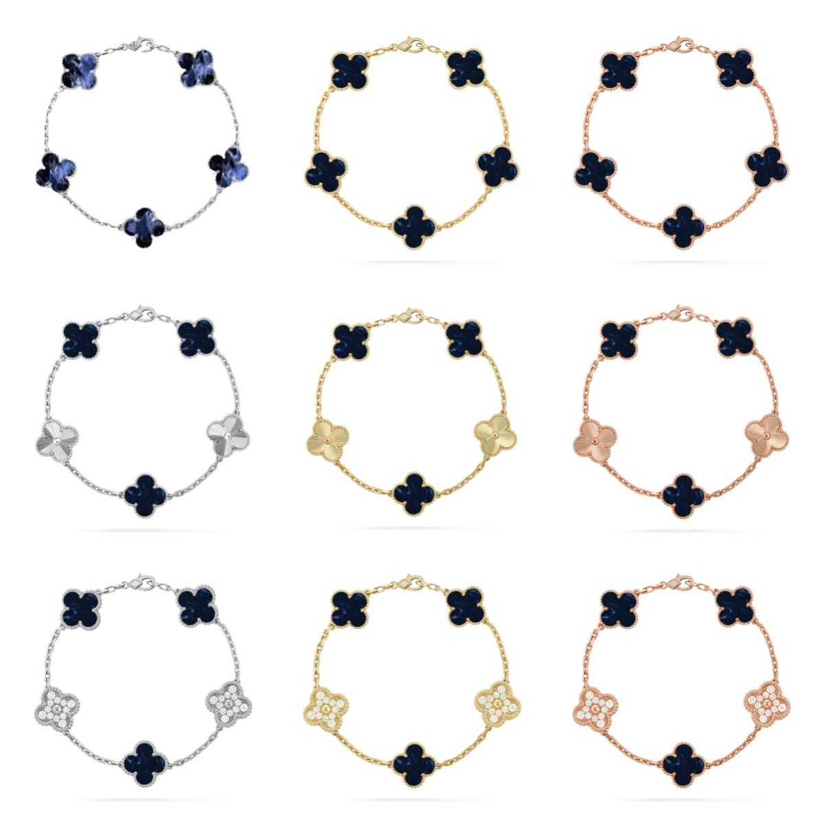 [Polaidi Jewelry]CLOVER 5 MOTIF PIETERSITE BRACELET COLLECTION