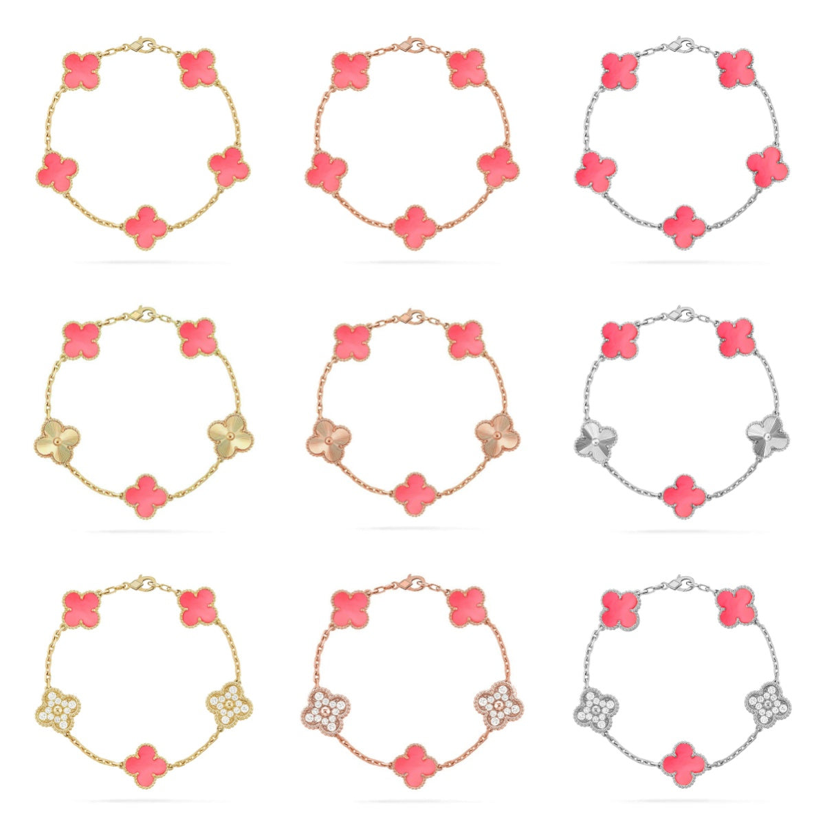 [Polaidi Jewelry] CLOVER 5 MOTIFS  PINK MOP BRACELET COLLECTION