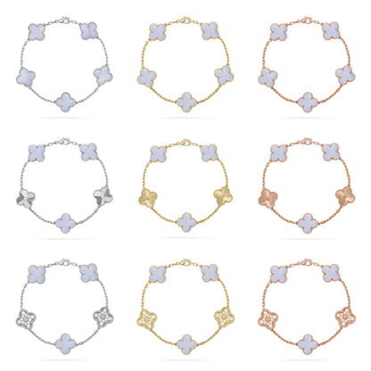 [Polaidi Jewelry] CLOVER 5 MOTIF PURPLE CHALCEDONY BRACELET COLLECTION