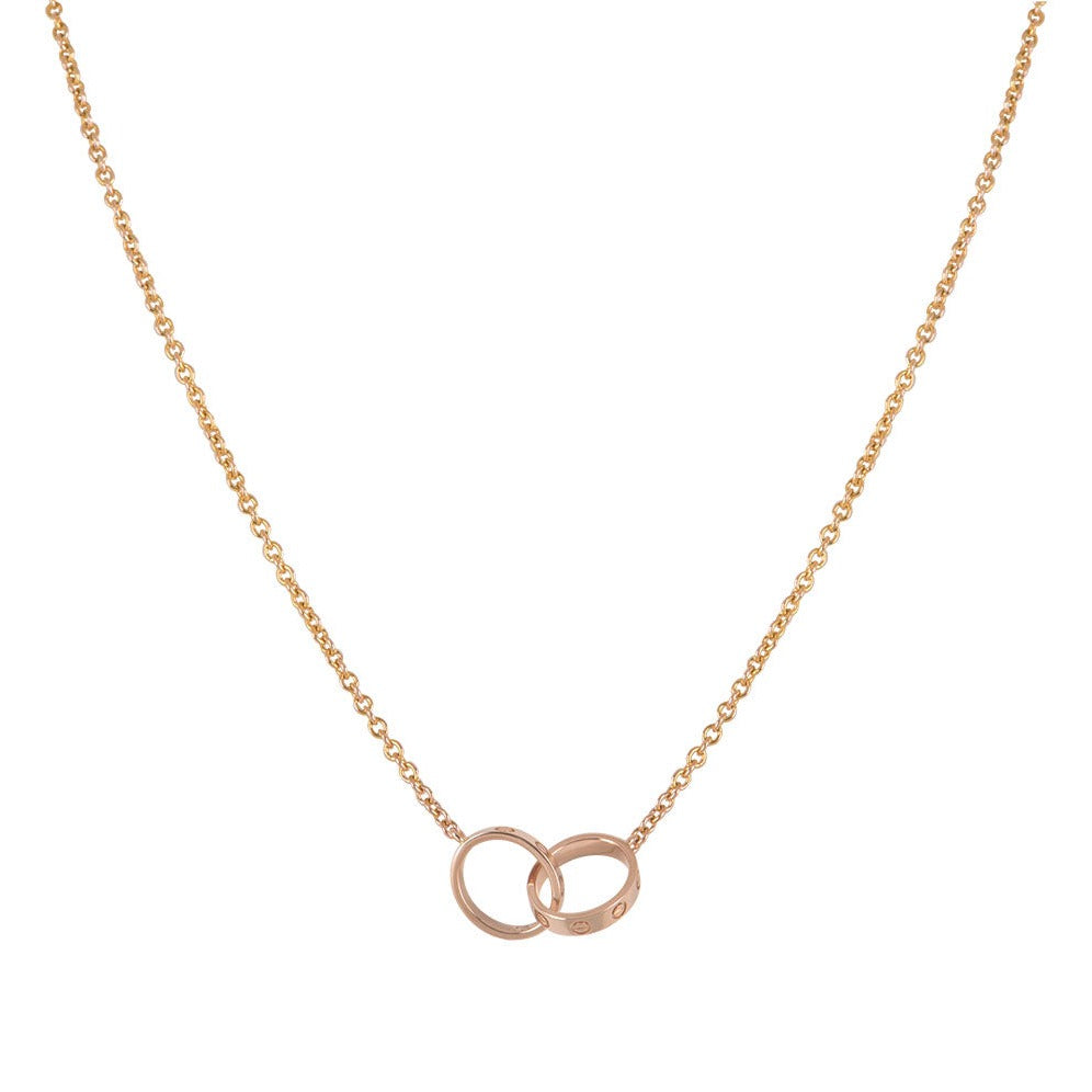 [Polaidi Jewelry]LOVE NECKLACE DOUBLE RING PINK GOLD