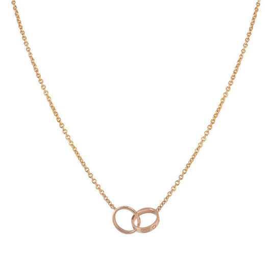 [Polaidi Jewelry]LOVE NECKLACE DOUBLE RING PINK GOLD