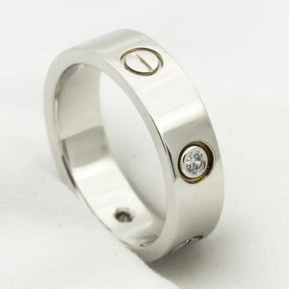 [：Polaidi Jewelry]LOVE RING 5.5MM 3 DIAMONDS SILVER