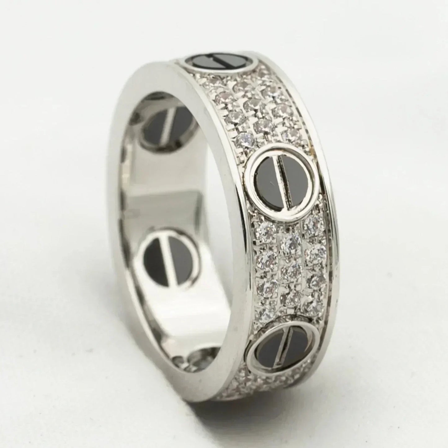 [：Polaidi Jewelry]LOVE RING 5.5MM DIAMONDS PAVED CERAMIC
