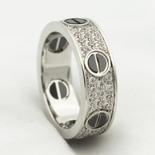 [：Polaidi Jewelry]LOVE RING 5.5MM DIAMONDS PAVED CERAMIC