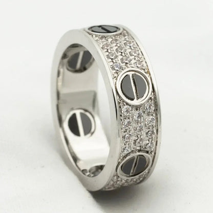 [Polaidi Jewelry]LOVE RING 5.5MM DIAMONDS PAVED CERAMIC