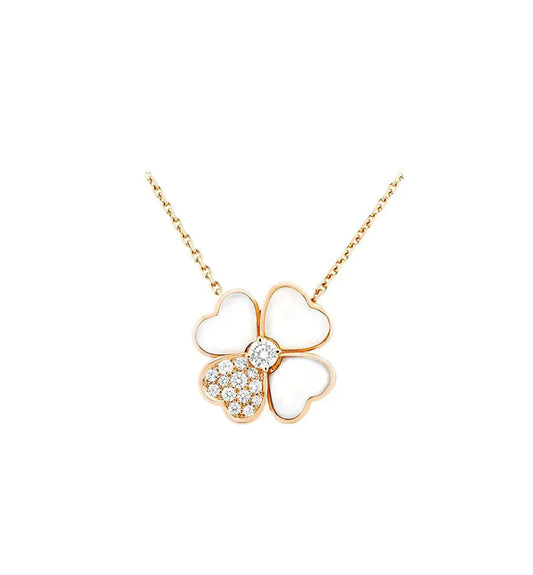 [Polaidi Jewelry]CLOVER MOP DIAMOND ROSE GOLD NECKLACE