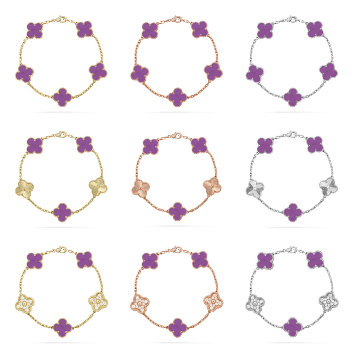 [Polaidi Jewelry] CLOVER 5 MOTIF VIOLET BRACELET COLLECTION