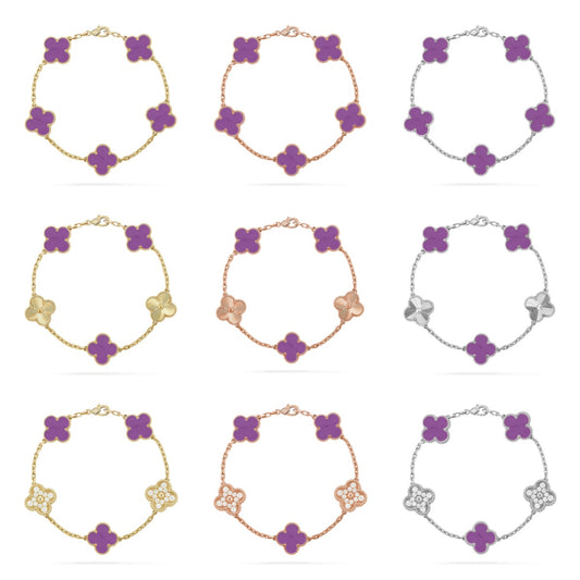 [Polaidi Jewelry] CLOVER 5 MOTIF VIOLET BRACELET COLLECTION