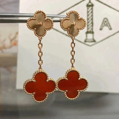 [：Polaidi Jewelry]CLOVER 2 MOTIF  LASER CARNELIAN EARRINGS
