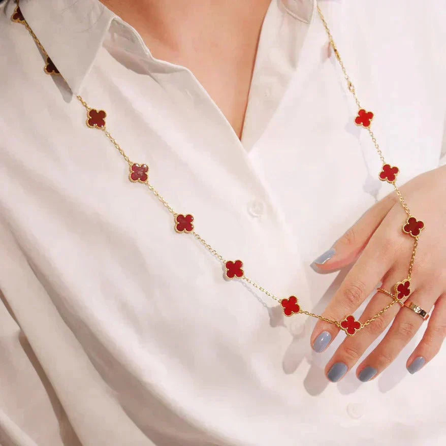 [：Polaidi Jewelry]CLOVER 20 MOTIFS CARNELIAN NECKLACE