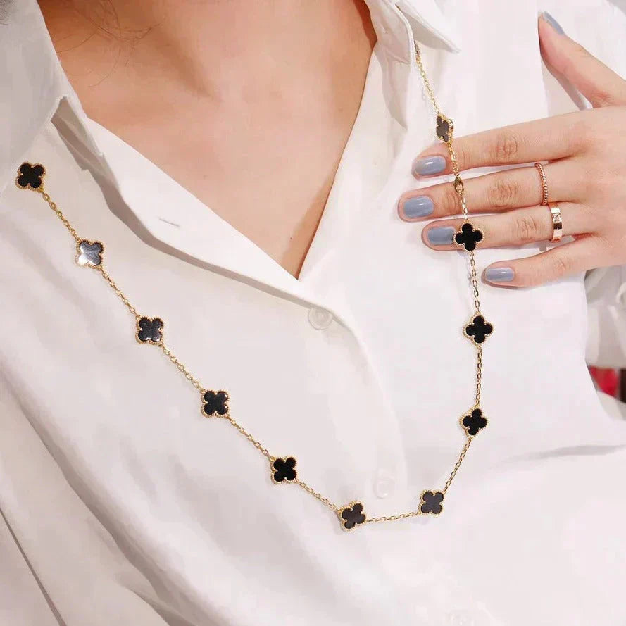 [：Polaidi Jewelry]CLOVER 20 MOTIFS ONYX NECKLACE