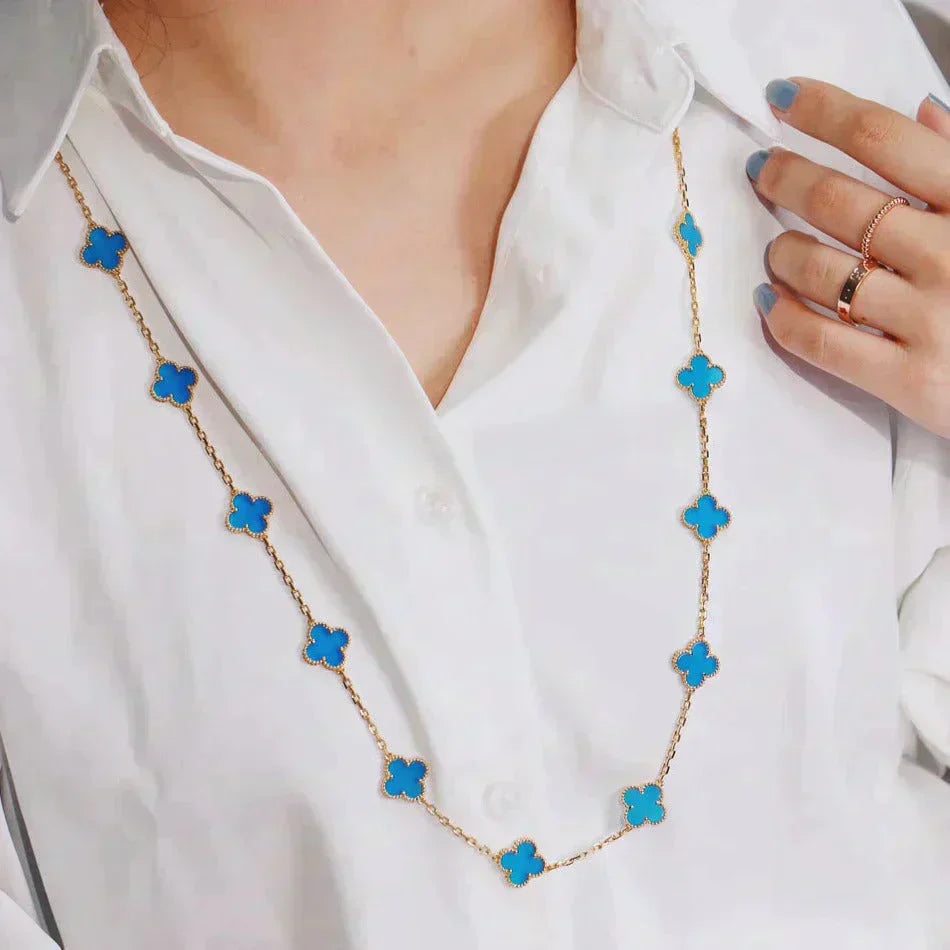 [Polaidi Jewelry]CLOVER 20 MOTIFS BLUE AGATE GOLD