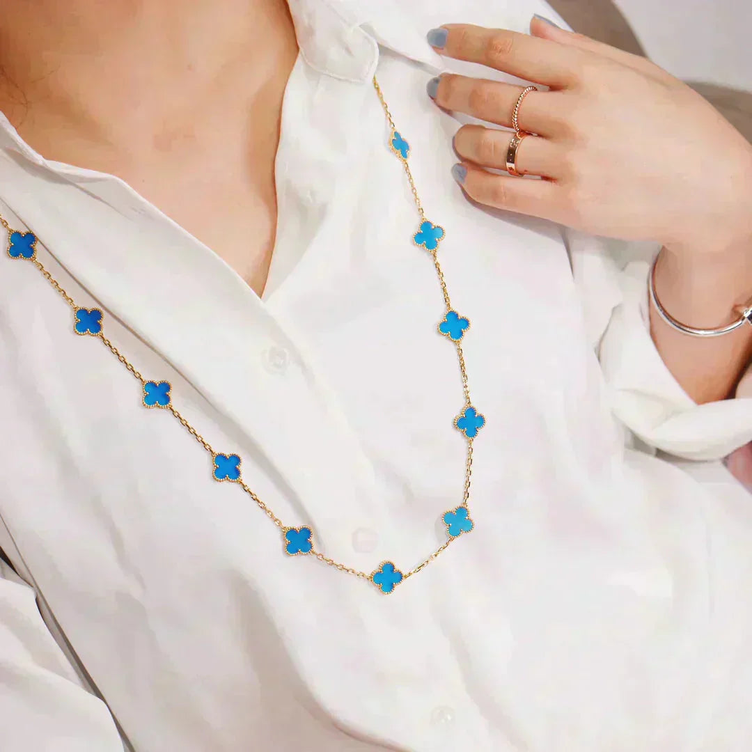 [Polaidi Jewelry]CLOVER 20 MOTIFS BLUE AGATE GOLD