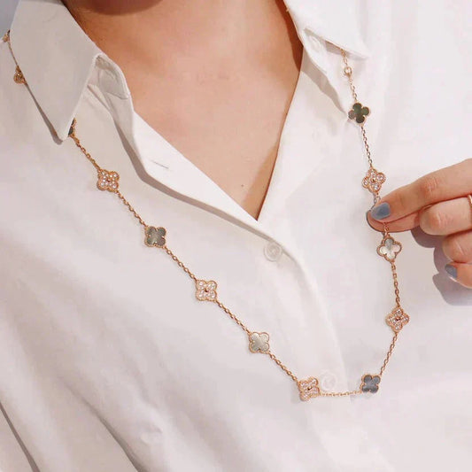 [Polaidi Jewelry]CLOVER 20 MOTIFS DARK MOP DIAMOND  NECKLACE