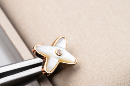 [Polaidi Jewelry]JEUX DE WHITE MOP PINK GOLD DIAMOND EARRINGS