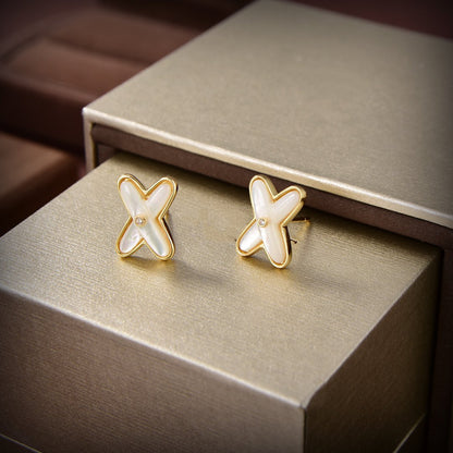 [：Polaidi Jewelry]JEUX DE WHITE MOP GOLD DIAMOND EARRINGS