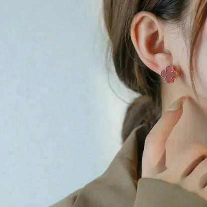 [Polaidi Jewelry]CLOVER MEDIUM 1 MOTIFS CARNELIAN  EARRINGS