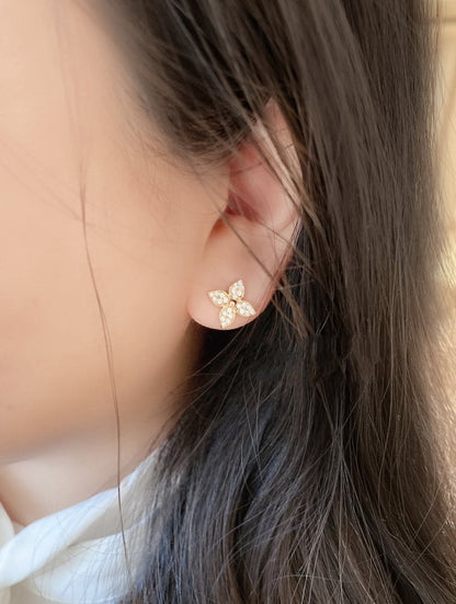 [Polaidi Jewelry]STAR BLOSSOM STUD EARRINGS PINK GOLD DIAMONDS