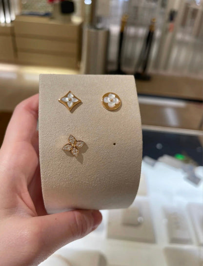 [Polaidi Jewelry]STAR BLOSSOM STUD EARRINGS PINK GOLD DIAMONDS
