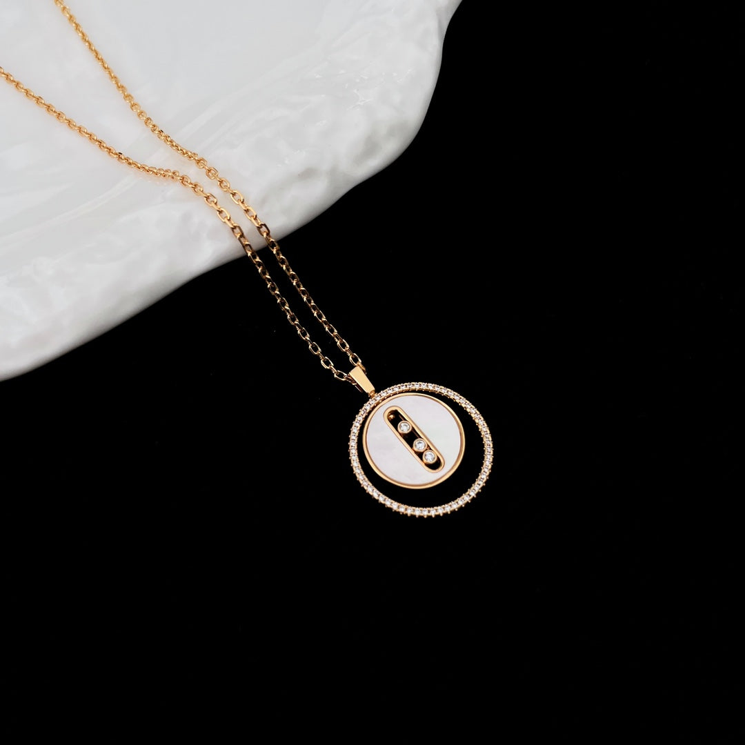 [Polaidi Jewelry]LUCKY MOVE MM WEISSES PERLMUTT DIAMANT-HALSKETTE