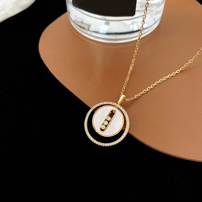 [Polaidi Jewelry]LUCKY MOVE MM WEISSES PERLMUTT DIAMANT-HALSKETTE