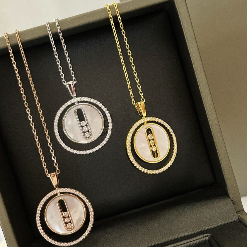 [Polaidi Jewelry]LUCKY MOVE MM WEISSES PERLMUTT DIAMANT-HALSKETTE