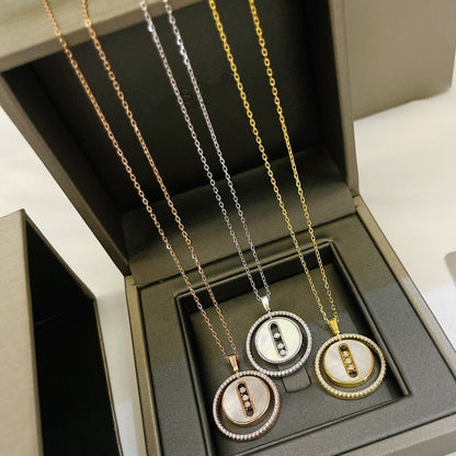 [Polaidi Jewelry]LUCKY MOVE MM WEISSES PERLMUTT DIAMANT-HALSKETTE