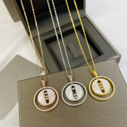 [Polaidi Jewelry]LUCKY MOVE MM WEISSES PERLMUTT DIAMANT-HALSKETTE