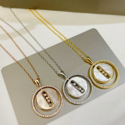[Polaidi Jewelry]LUCKY MOVE MM WEISSES PERLMUTT DIAMANT-HALSKETTE