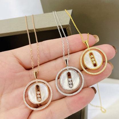 [Polaidi Jewelry]LUCKY MOVE MM WEISSES PERLMUTT DIAMANT-HALSKETTE