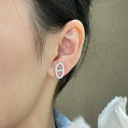 [Polaidi Jewelry]HM FULL DIAMOND PIG NOSE STUD EARRINGS