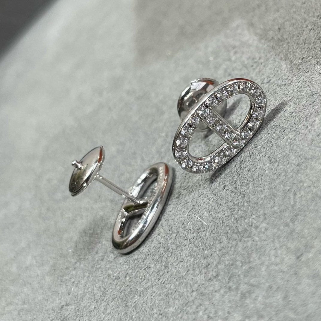 [：Polaidi Jewelry]HM FULL DIAMOND PIG NOSE STUD EARRINGS