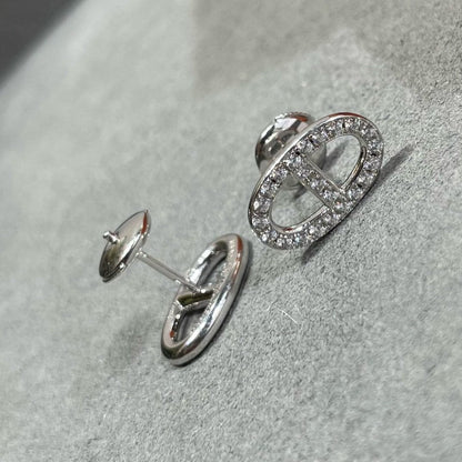 [：Polaidi Jewelry]HM FULL DIAMOND PIG NOSE STUD EARRINGS