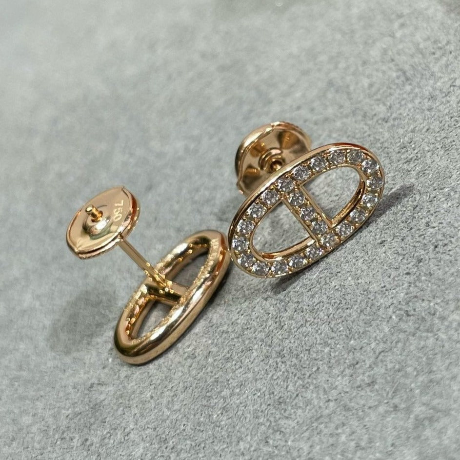 [：Polaidi Jewelry]HM FULL DIAMOND PIG NOSE STUD EARRINGS