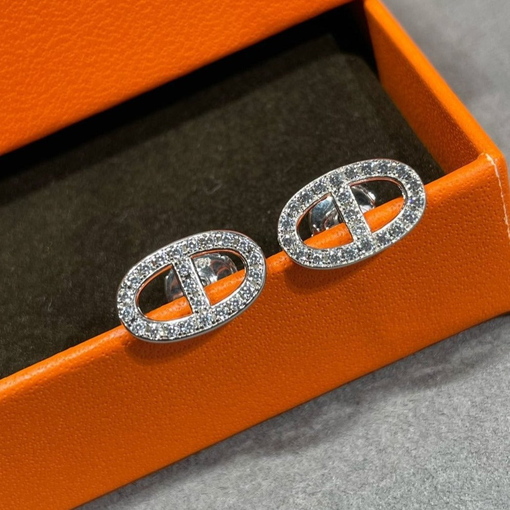 [：Polaidi Jewelry]HM FULL DIAMOND PIG NOSE STUD EARRINGS