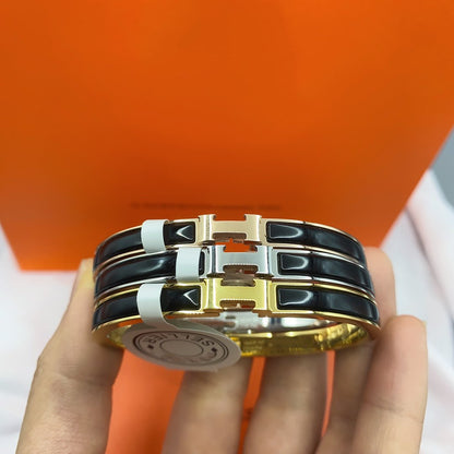[：Polaidi Jewelry]CLASSIC HM CLIC BLACK 8MM ENAMEL BRACELET