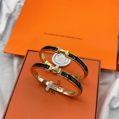 [：Polaidi Jewelry]CLASSIC HM CLIC BLACK 8MM ENAMEL BRACELET