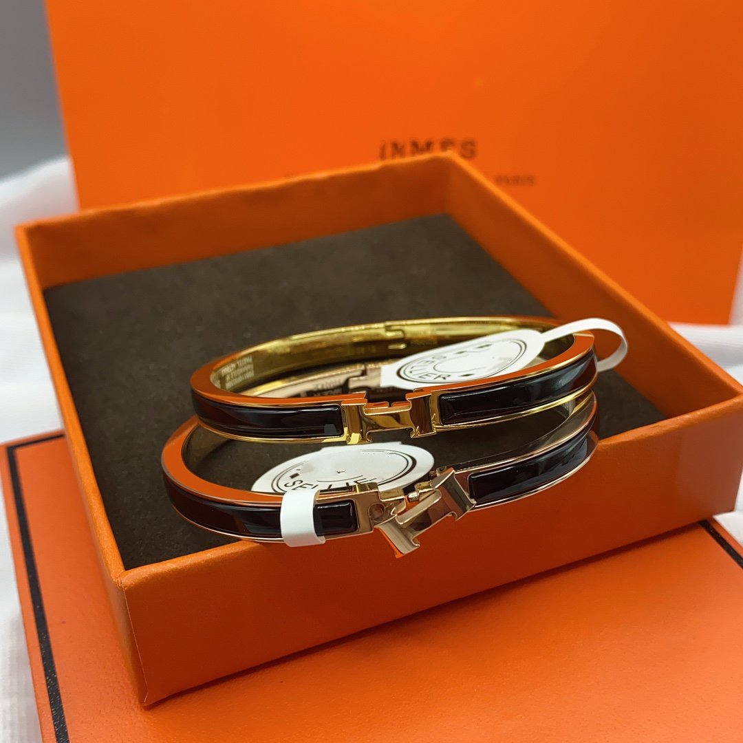 [Polaidi Jewelry]CLASSIC HM CLIC BLACK 8MM ENAMEL BRACELET