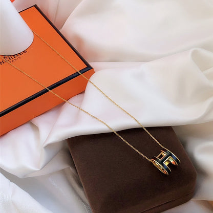 [：Polaidi Jewelry]HM CLIC BLACK ENAMEL GOLD NECKLACE