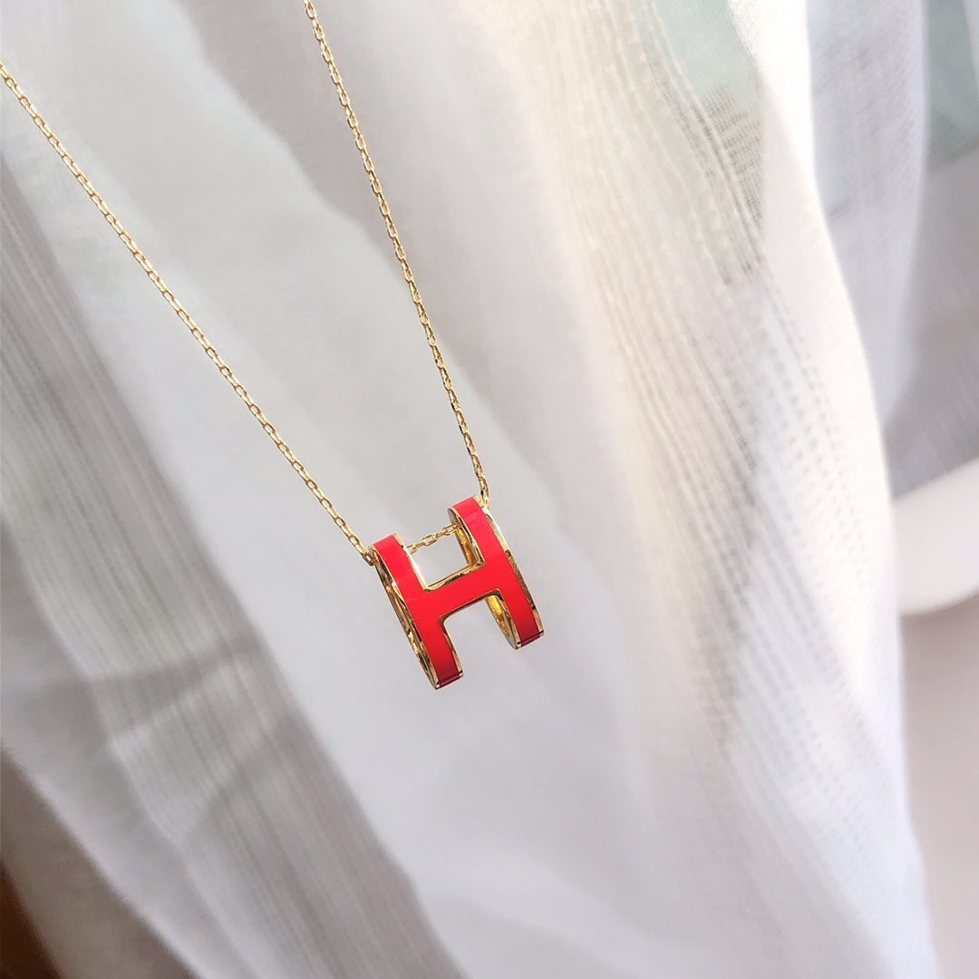 [Polaidi Jewelry]HM CLIC RED ENAMEL GOLD NECKLACE