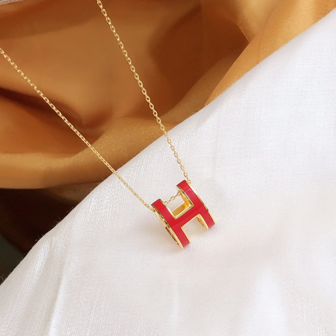 [Polaidi Jewelry]HM CLIC RED ENAMEL GOLD NECKLACE