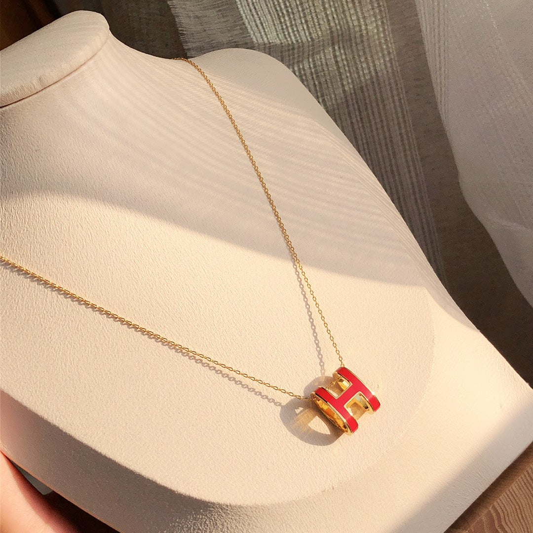 [Polaidi Jewelry]HM CLIC RED ENAMEL GOLD NECKLACE